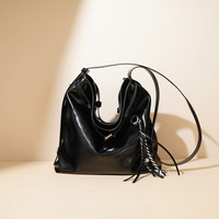 Sac Hobo en Cuir de Vachette Véritable à Faible MOQ pour Femme, Sac à Bandoulière Souple avec Sangle Intégrée pour Boutique Minimaliste