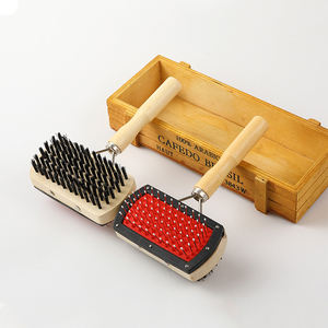 Brosse à poils pour animaux de compagnie double face de haute qualité avec manche en bois pour les animaux à poils longs et courts, peigne de toilettage - Product Image 3