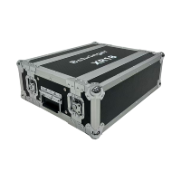 OEM X Air XR18 Stage Box 3U empilable, Flightcase en aluminium argenté et contreplaqué noir avec couvercle fusionnable et 4 pieds en caoutchouc