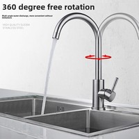 Robinet de cuisine en acier inoxydable 304 eau chaude froide simple robinet rotatif anti-éclaboussures classique pour lavabo évier