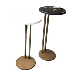 JS T046 Tavolino da Caffè Alto Angolare Economico in Stile Foshan, Bianco e Nero con Motivo Floreale, Tavolino Laterale in Marmo per Hotel e Ville - Product Image 1