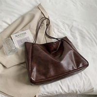 Sac fourre-tout grande capacité en cuir PU souple pour femme, sac à bandoulière décontracté léger pour le shopping et les trajets quotidiens