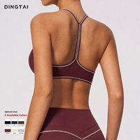 Soutien-gorge de sport Dingtai à blocs de couleur, col en V, grande taille, dos ouvert, pour femme, avec coussinets amovibles, extensible dans les quatre sens, haut de yoga, devant en Y