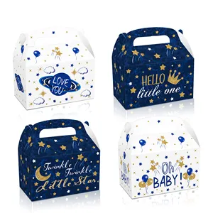 Dd185 Twinkle Little Star Candy Dubbelzijdig Ontwerp Recyclebaar Cadeau Papier Cadeau Cake Goodies Box Voor Oh Baby Jongens Feestartikelen