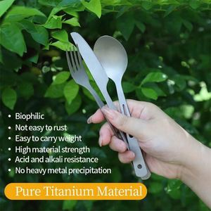 Juego de Cubiertos Portátil de Titanio y Acero Inoxidable, Plateado Mate, Moderno, Reutilizable, con Estuche, Cuchillo y Tenedor, Precio de Fábrica - Product Image 5