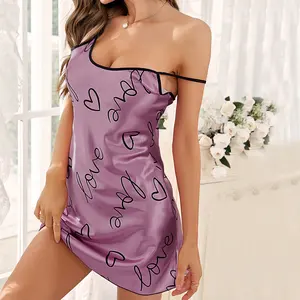 Üstün kalite seksi kolsuz buz ipek kayma elbise kadın pijama gece etek pijama