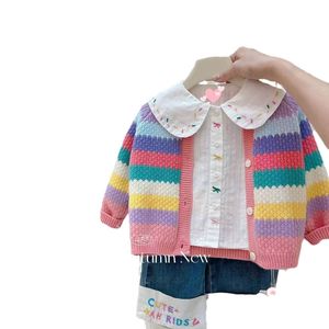 Child Star Circle Girls Cardigan Sweater Spring Autumn Knitwear Single Breasted Breathable Kids Top - Product Image 5