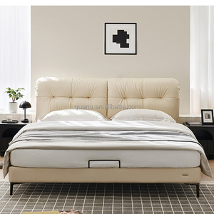 116158 Quanu, Nuevo Modelo, Cama de Cuero Auténtico de 1.5m 1.8m, Marco de Cama Queen, Cama de Matrimonio, Camas Modernas - Product Image 1