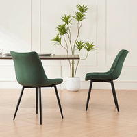Chaises de salle à manger en velours rembourrées de style nordique avec structure métallique pour table, meubles de salle à manger de restaurant de luxe moderne