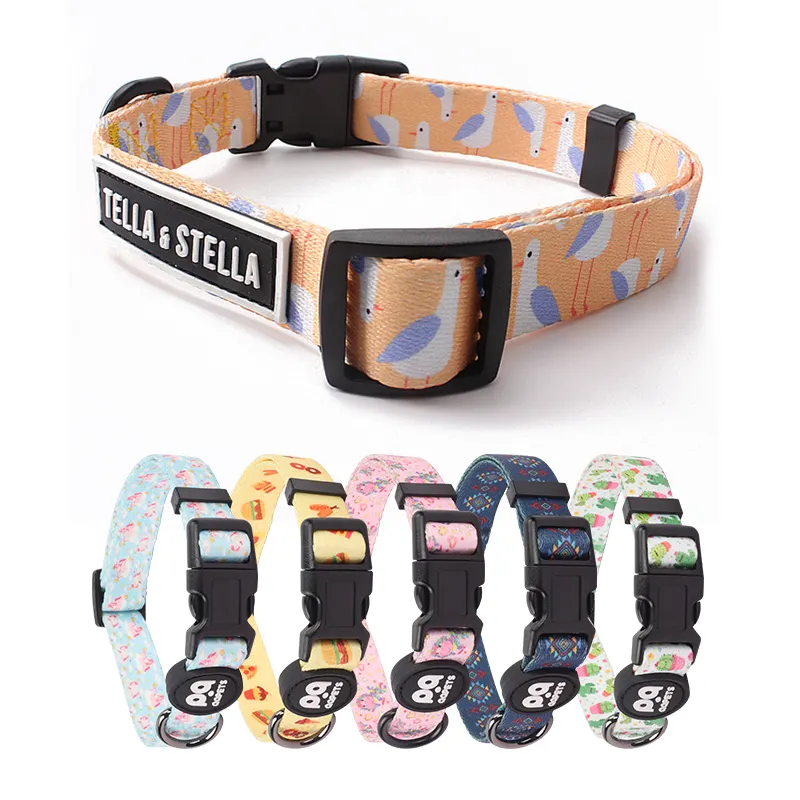 Gratis Monster Milieuvriendelijk Gepersonaliseerd Private Label Zacht Polyester Nylon Verstelbare Luxe Hondentrainingshalsband Voor Honden