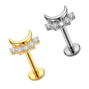 <span class=keywords><strong>Piercing</strong></span> <span class=keywords><strong>Labret</strong></span> Unisexe Hypoallergénique 16g en Titane G23 ASTM F136 Plaqué Or 24K, Cadeau de Mariage et Fiançailles, Faible MOQ, Direct Usine - Product Image 5