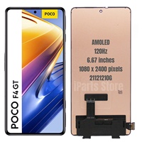 Suku cadang layar sentuh pengganti, untuk Xiaomi Poco F4 GT 5G 21121210G 120Hz rakitan layar sentuh AMOLED hitam OEM