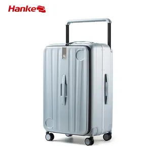 Hanke Custom logo aluminum alloy luggage boarding with TSA lock 360 degree universal wheel travel case