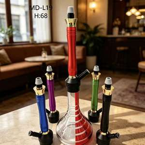 Chicha à un tuyau en aluminium MD-L19, base transparente, mini chicha avec lumière LED, moderne et portable pour bar et club - Product Image 5