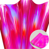 Qianliao-tissu synthétique en cuir Pu, en feuille miroir holographique, irisé, brillant, en Faux cuir