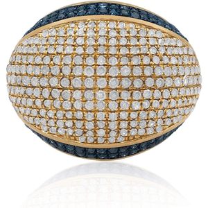 White And Blue Diamond <b>Dome</b> Cocktail <b>Ring</b> Round Cut Pave Setting Women's Statement <b>Ring</b> Party Jewelry - Product Image 1