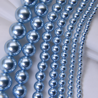 Perles en verre effet nacré brillant bleu glace 302, 3mm, 4mm, 6mm, 8mm pour la fabrication de lustres, bijoux et bracelets DIY, en cristal