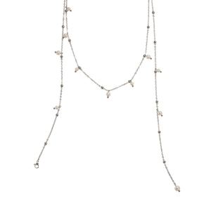 Collar de Perlas Artificiales de Acero Inoxidable de Diseño Minimalista con Cuentas de Acero de Doble Capa y Collar de Perlas para Mujer - Product Image 1