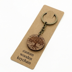 Manufacture Custom Wood Keychain Designed Printed & Engraved Name Cute Wooden Keychain Popular Blank Metal Wooden Keyring