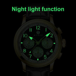 Montre pour homme de luxe haut de gamme, nouvelle couleur tendance, montre de pilote, bracelet en cuir bleu, montres-bracelets pour homme, chronographe - Product Image 3