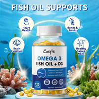 Gélules d'huile de poisson Oméga 3 à marque privée 1200mg EPA DHA Vitamine D3 1000 UI Acides gras Oméga-3 Complément alimentaire à base de plantes
