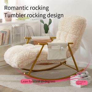 Fauteuil inclinable pliable pour adulte, fauteuil à bascule, fauteuil de balcon, fauteuil de détente en <span class=keywords><strong>peluche</strong></span> pour <span class=keywords><strong>la</strong></span> maison, meubles de maison en métal, 1 pièce, moderne - Product Image 2