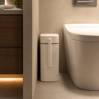 Poubelle à couvercle à pression, peu encombrante et gain de place, pour salle de bain, cuisine, bureau, poubelle sanitaire étroite, type fente