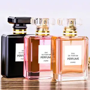 Frasco de perfume com caixa de vidro 30ml 50ml 100ml Frasco de vidro quadrado vazio de luxo para frascos de perfume