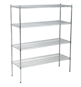 Commercial S/S 4 Tiers Prateleiras de aço inoxidável Heavy Duty Wire Shelving Pharmacy Storage Shelving para Kichen Pharmacy