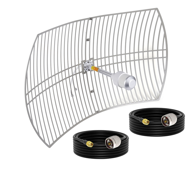 V2 with LRM240 10M cable 700-3800MHz 5G high quality outdoor 30dbi MIMO Parabolic grid antenna  with dual polarization