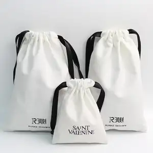 Atacado Promocional Eco Friendly Custom Logo Impresso Presente Soap Pouch Linen Candle Canvas Cotton Drawstring Bag