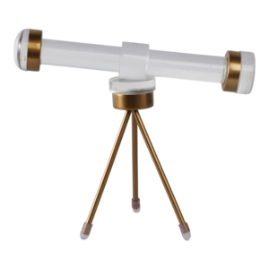 Scultura decorativa a forma di telescopio in acrilico e metallo per soggiorno, ufficio, mensola o tavolino da caffè - Product Image 4