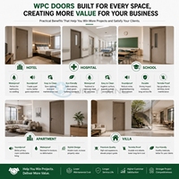 Porte WPC durable tendance 2026 avec cadre, étanche pour salle de bain, style européen personnalisé, fournisseur de matériaux de construction