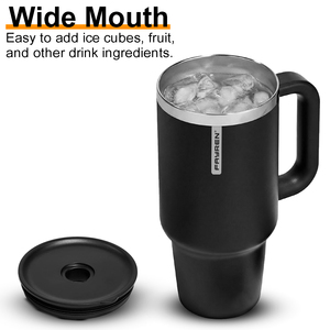 Gobelet isotherme en acier inoxydable à double paroi avec poignée, bouteille d'eau réutilisable avec paille et brosse de nettoyage - Product Image 4