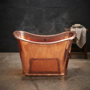 Bañera Ovalada de Cobre Independiente, Bañera Metálica Marrón sin Tapa para Adultos, para Baño en Casa - Product Image 3