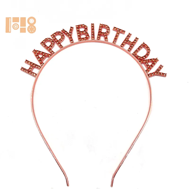 High quality Fashion Rhinestone Crown Happy birthday letter style Hair band for birthday party Decorations