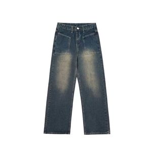 2025 femmes rétro américain jean printemps automne Collection taille haute jambe droite vadrouille pantalon ample jambe large conception - Product Image 5