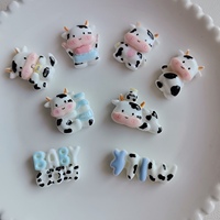 Statuette di Mucche in Resina Stile Cartoon, Cabochon con Retro Piatto per Scrapbooking, Accessori per Gioielli Fai-da-Te e Decorazioni Artigianali