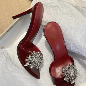 8CM Trendy Shiny Gold Summer Fashion Slipper Open Toe Gold Fashion <b>Heels</b> for Women - Product Image 2