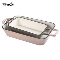 Plat à rôtir rectangulaire en fonte émaillée OEM, robuste, antiadhésif et durable, idéal pour la lasagne, pour la vente en gros et la distribution au détail
