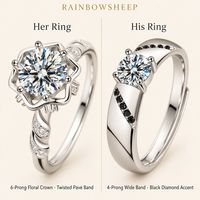 Bague en Moissanite Ovale 1 carat Couleur D VVS, en Argent Sterling S925 Plaqué Rhodium, Coupe 3EX, Bijou de Mariage ou de Fiançailles pour Elle, Certifiée GRA