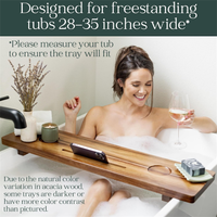 Plateau de bain en bois d'acacia avec emplacements pour vin et bougie, accessoire de spa pour baignoires autoportantes