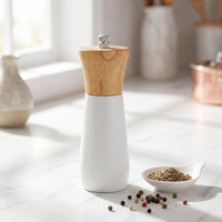 Moulin à poivre et à sel manuel en bois massif, en acier inoxydable, compatible micro-ondes, noir et blanc, pour cuisine et table, vente en gros