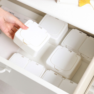 Mini Desktop Organizer With Lid Pop-Up Window Cotton Swabs <b>Plastic</b> Dustproof Student Friendly Instagram Worthy Miscellaneous - Product Image 2