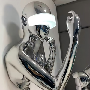 Forme humaine artistique Résine de protection de l'environnement + Sculpture murale en fibre de verre-Finition polie miroir moderne Précision - Product Image 3