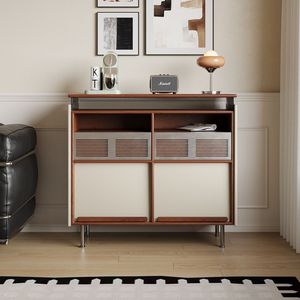 French Style <b>Sideboard</b> Solid Wood Living Room Cabinet 4 Compartments <b>Storage</b> Furniture - Product Image 1