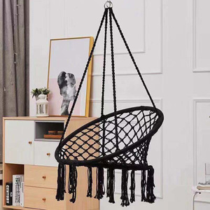 Meilleure vente de <span class=keywords><strong>chaise</strong></span> balançoire suspendue en macramé <span class=keywords><strong>noir</strong></span> sûre et portable pour enfants et adultes pour une utilisation intérieure et extérieure dans le salon - Product Image 1