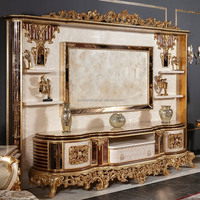 Meubles de salon de luxe européen Sculpture sur bois massif et canapé d'art en feuille d'or Ensembles de meubles de maison de style français antique