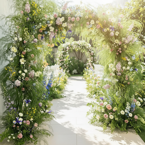 Arreglo Floral para Boda con Temática de Bosque de Flores Artificiales Estilo Monet, Tulipán Bordado, Peonía, Phalaenopsis, Planta Verde - Product Image 1