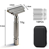 Rasoir de sécurité GP700 Glide Pro en acier inoxydable 316L, 1 rasoir, 10 lames, étui de voyage, rasage de qualité supérieure, soin de la peau pour hommes, sans tracas
